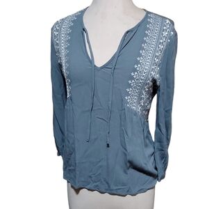 Lucky Brand Sp Blouse Top Shirt Lightweight Top Clothes Woman Blue Gray dimensio
